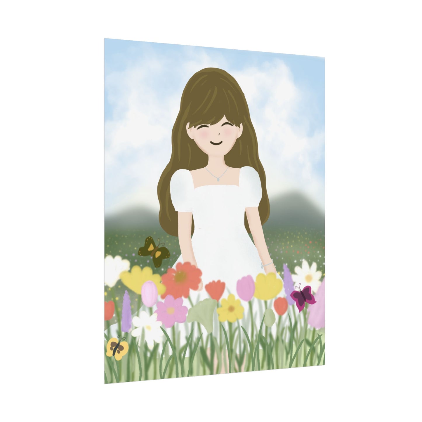 Whimsical Floral Girl Rolled Poster - Perfect for Home Decor & Gift