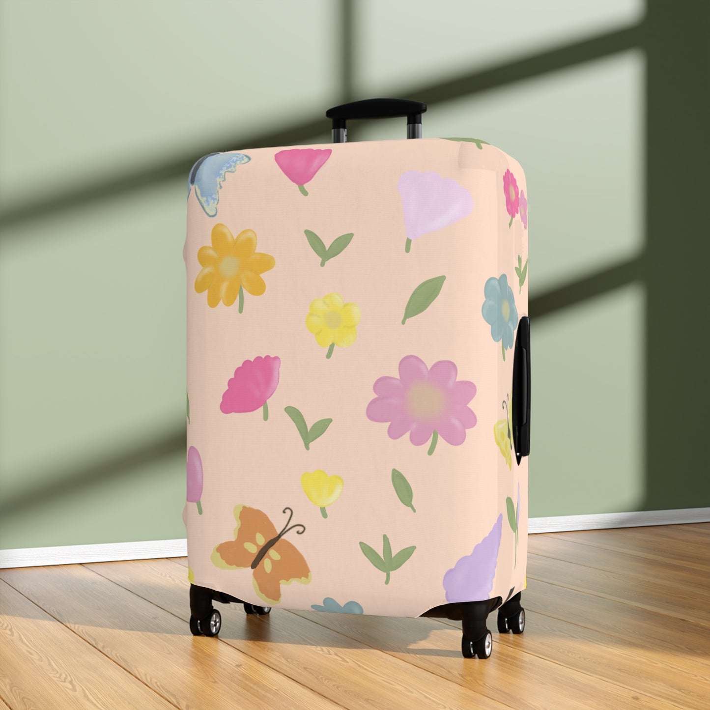 Colorful Floral Luggage Cover | Butterfly & Flower Travel Protector