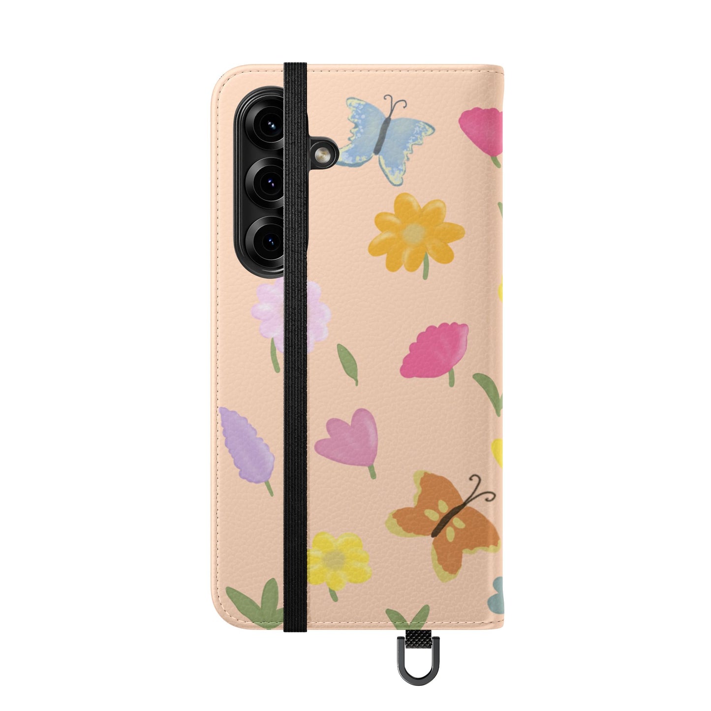 Floral Butterfly Flip Case - Vibrant Phone Wallet Cover for Nature Lovers