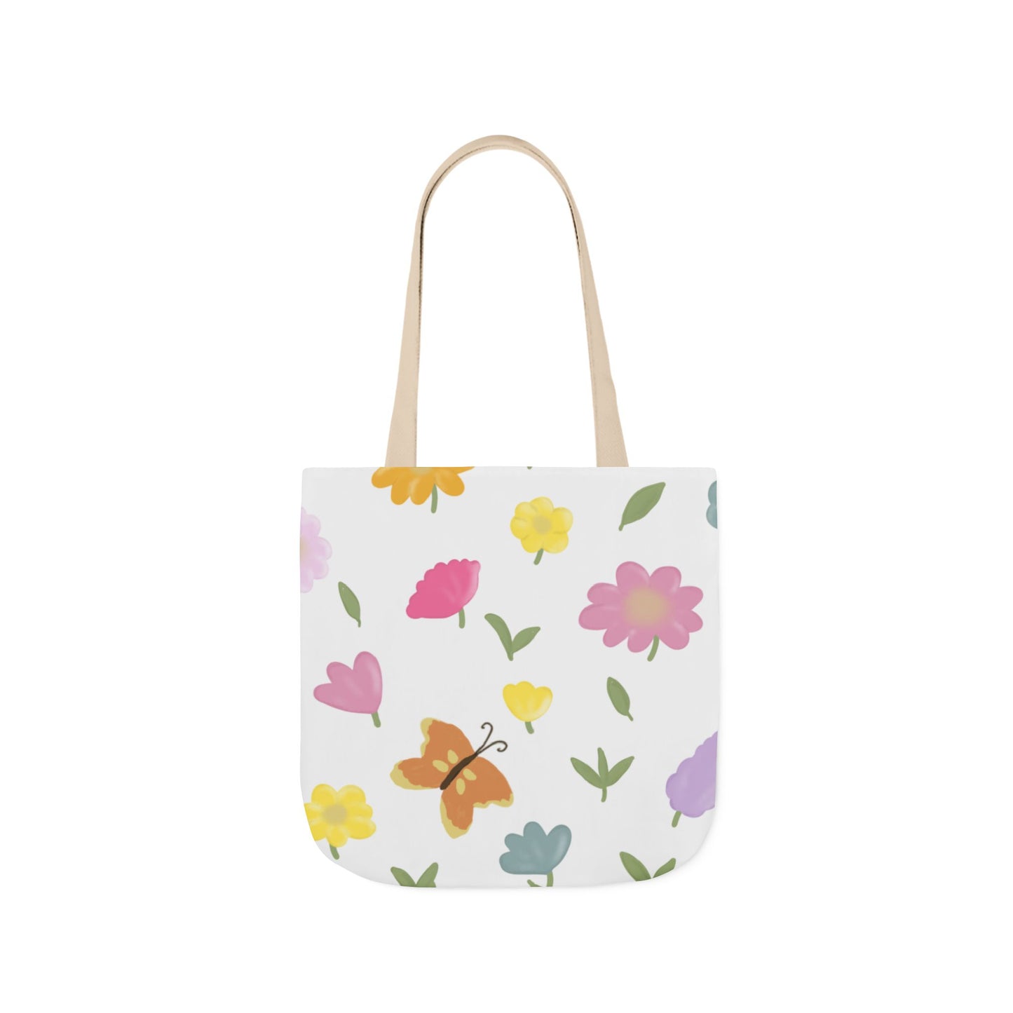 Floral Canvas Tote Bag with 3-Color Straps - Eco-Friendly & Stylish Carryall