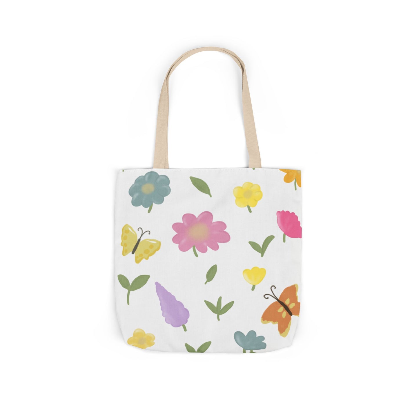 Floral Canvas Tote Bag with 3-Color Straps - Eco-Friendly & Stylish Carryall