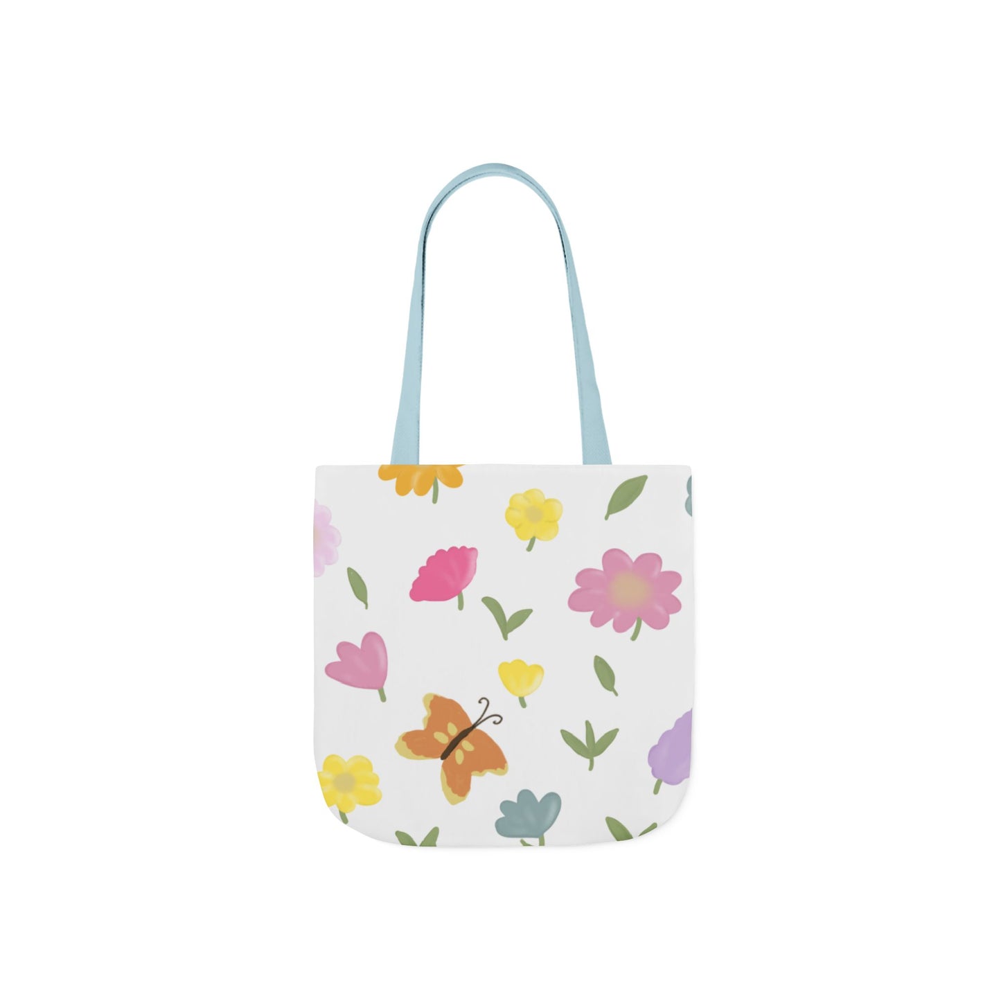 Floral Canvas Tote Bag with 3-Color Straps - Eco-Friendly & Stylish Carryall