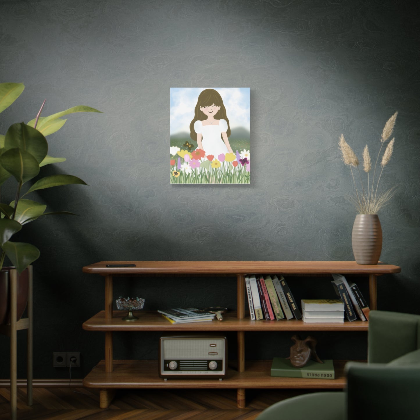Whimsical Flower Girl Canvas Art - Bright Floral Decor