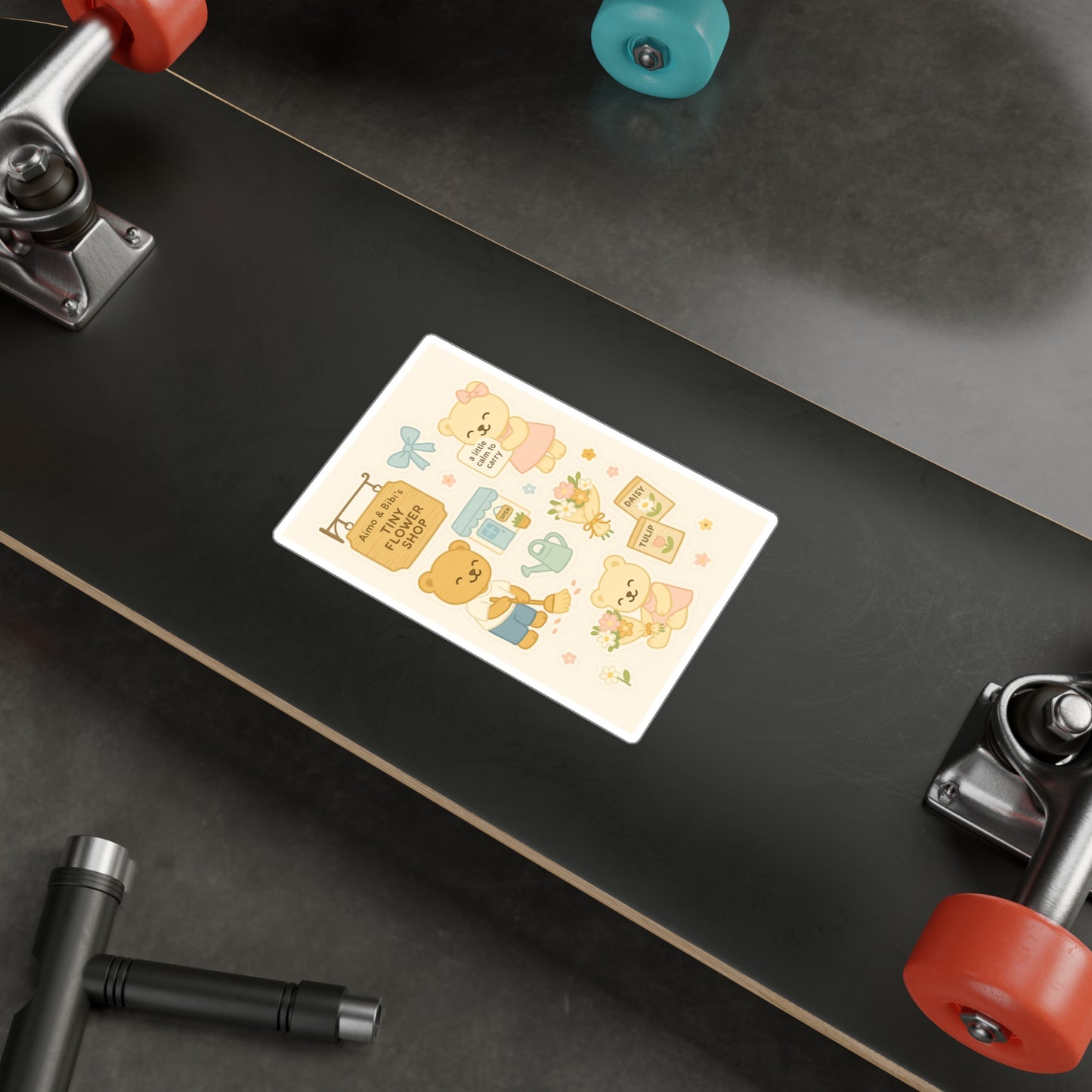 Tiny Flower Shop Bear Stickers – Cute Floral Kiss-Cut Vinyl Decals