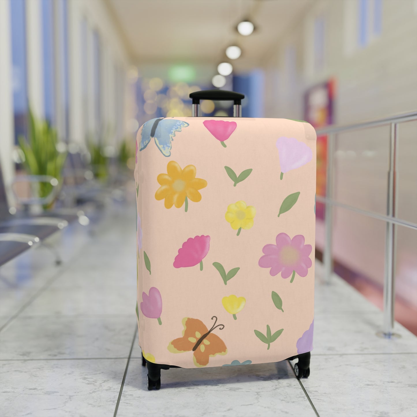 Colorful Floral Luggage Cover | Butterfly & Flower Travel Protector