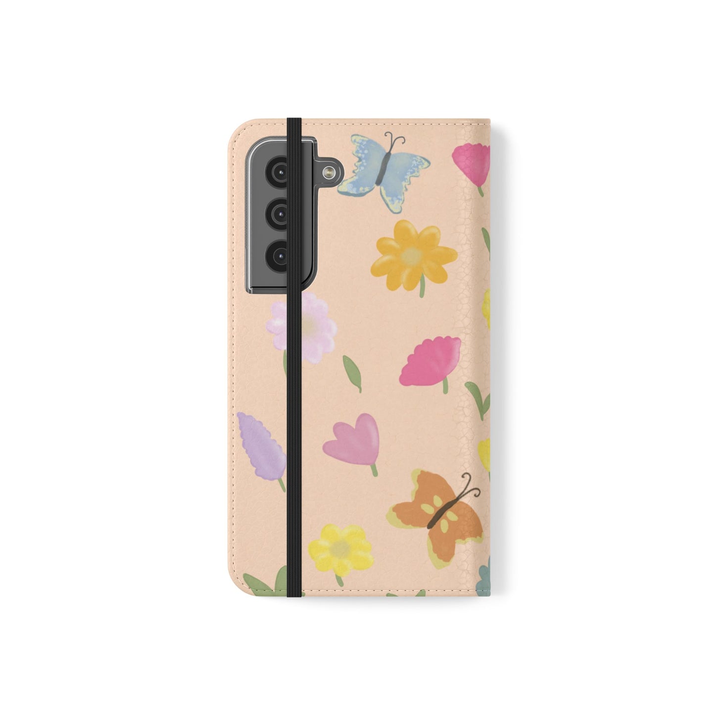 Floral Butterfly Flip Case - Vibrant Phone Wallet Cover for Nature Lovers
