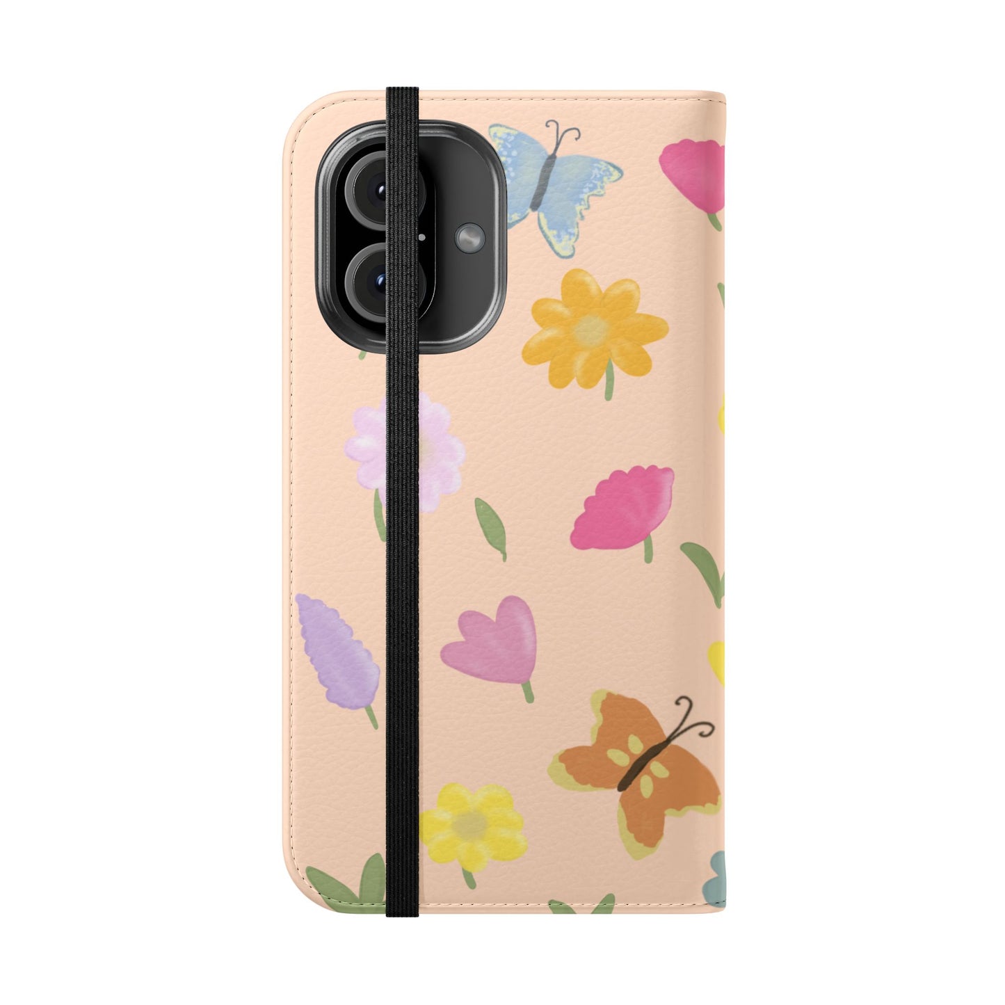 Floral Butterfly Flip Case - Vibrant Phone Wallet Cover for Nature Lovers