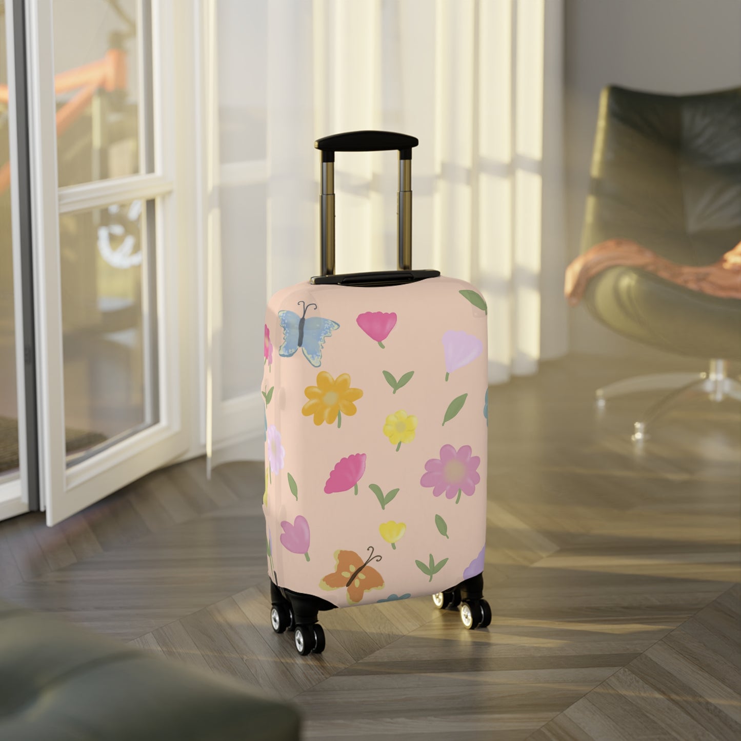 Colorful Floral Luggage Cover | Butterfly & Flower Travel Protector