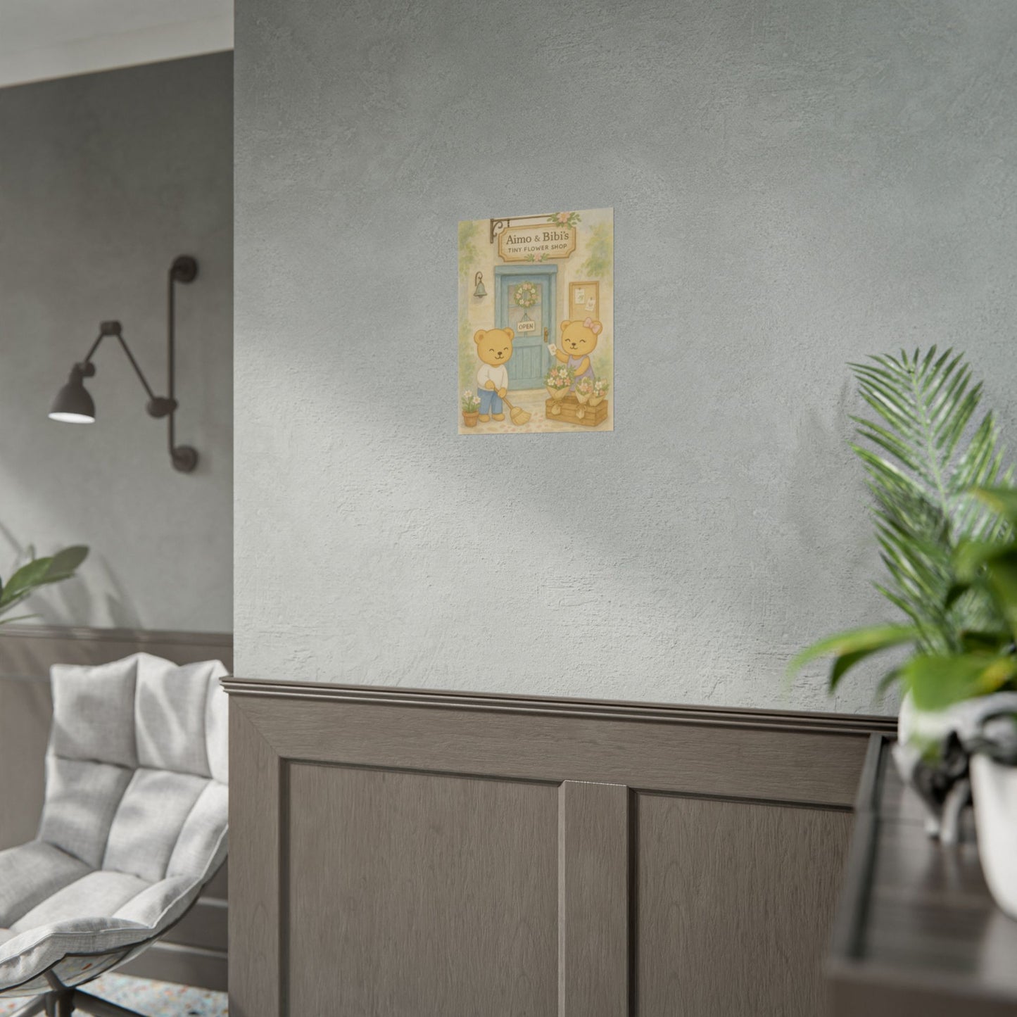 Tiny Flower Shop Poster – Cute Bear Wall Art for Nursery & Home