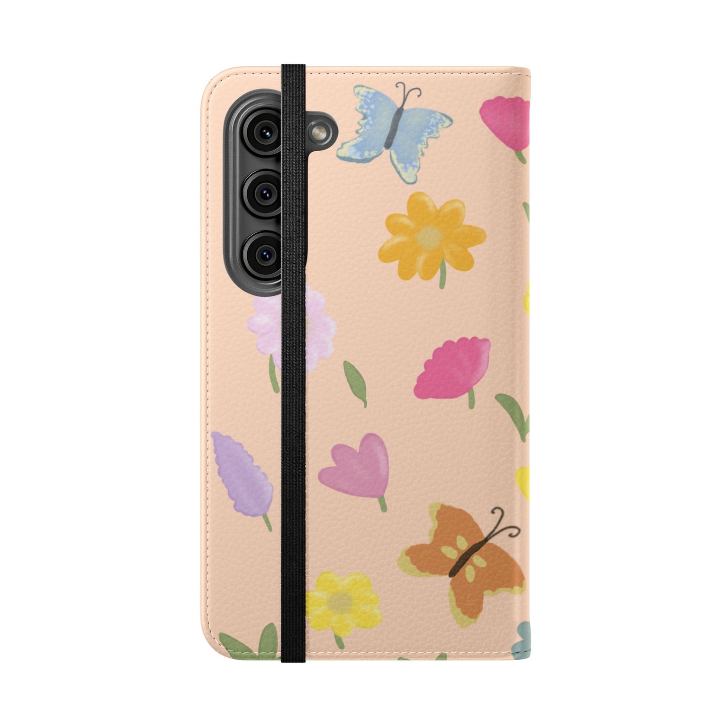 Floral Butterfly Flip Case - Vibrant Phone Wallet Cover for Nature Lovers
