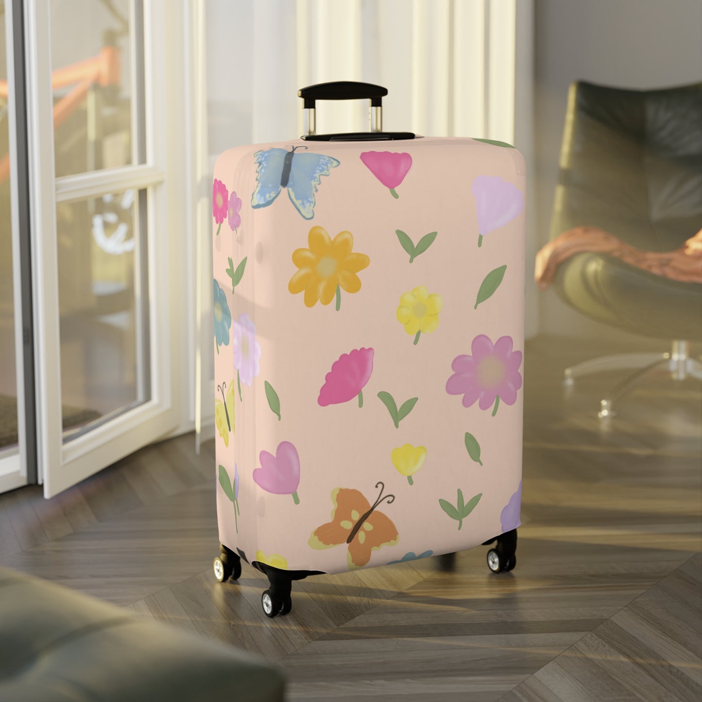 Colorful Floral Luggage Cover | Butterfly & Flower Travel Protector