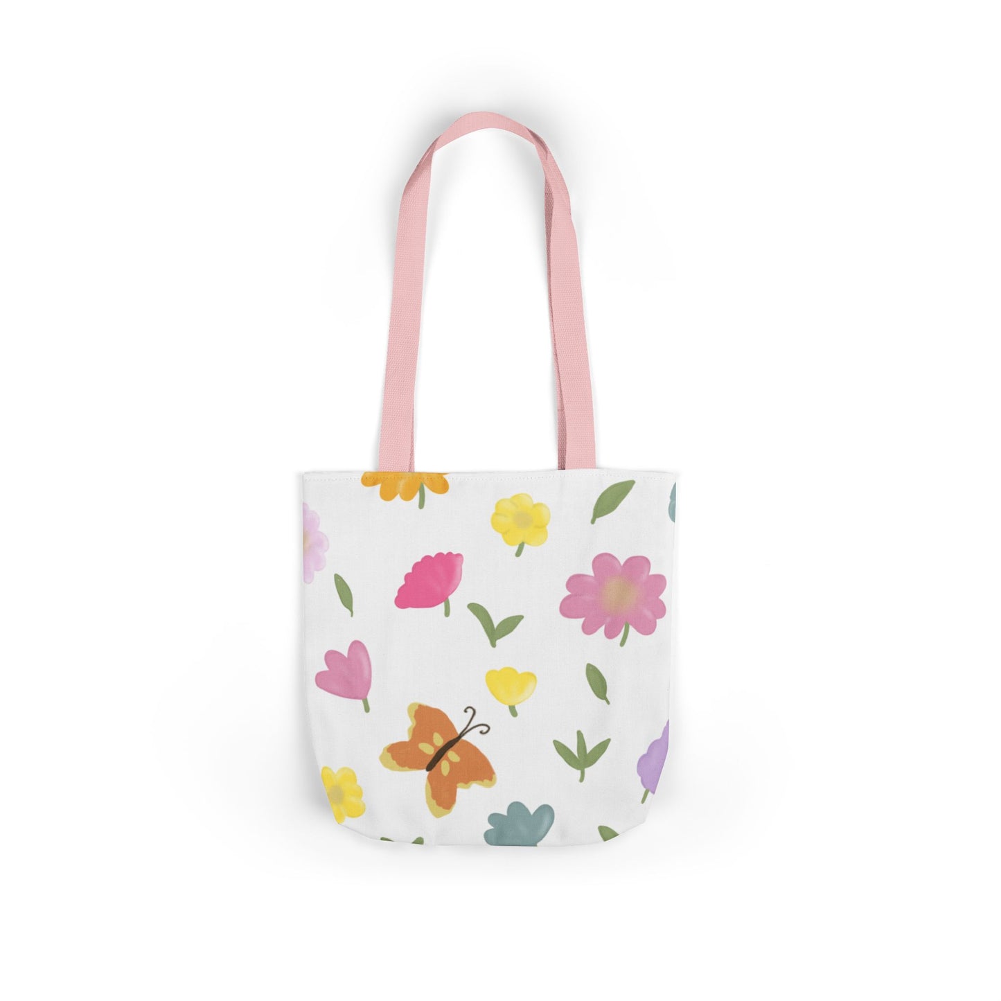 Floral Canvas Tote Bag with 3-Color Straps - Eco-Friendly & Stylish Carryall