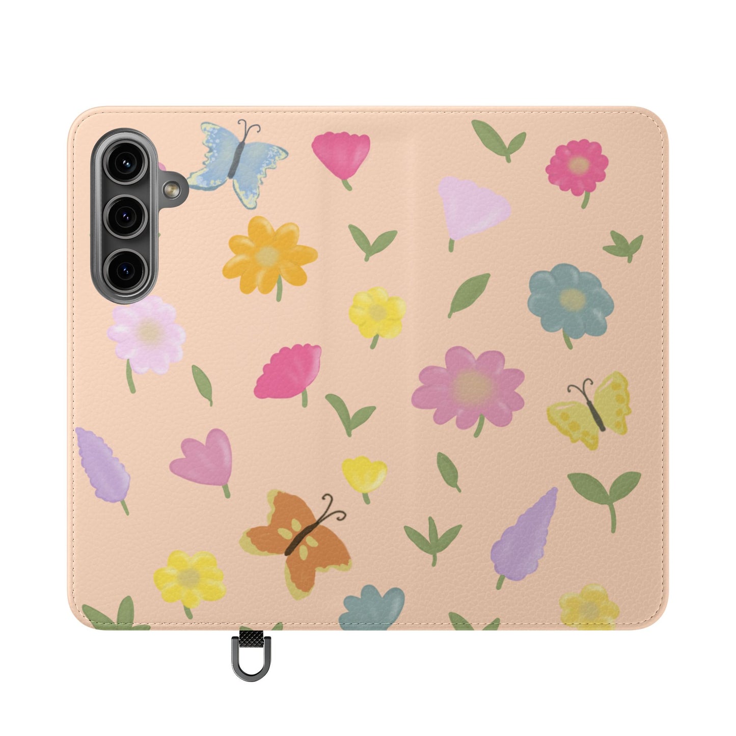 Floral Butterfly Flip Case - Vibrant Phone Wallet Cover for Nature Lovers