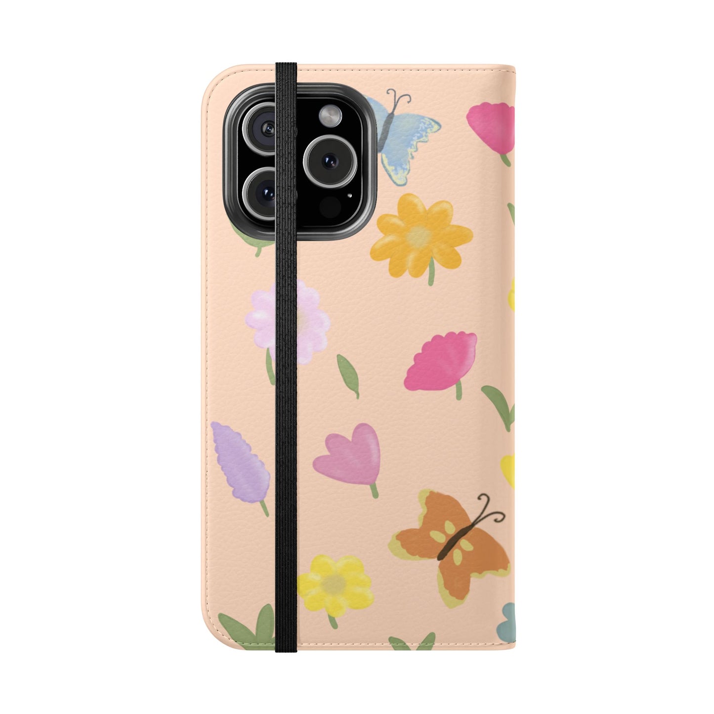 Floral Butterfly Flip Case - Vibrant Phone Wallet Cover for Nature Lovers