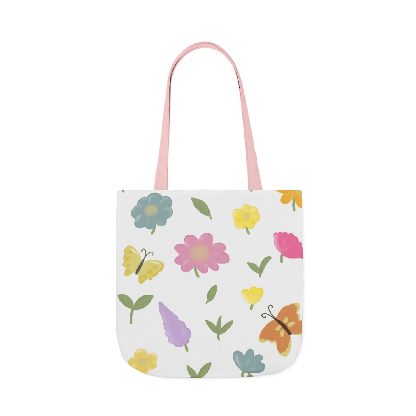 Floral Canvas Tote Bag with 3-Color Straps - Eco-Friendly & Stylish Carryall