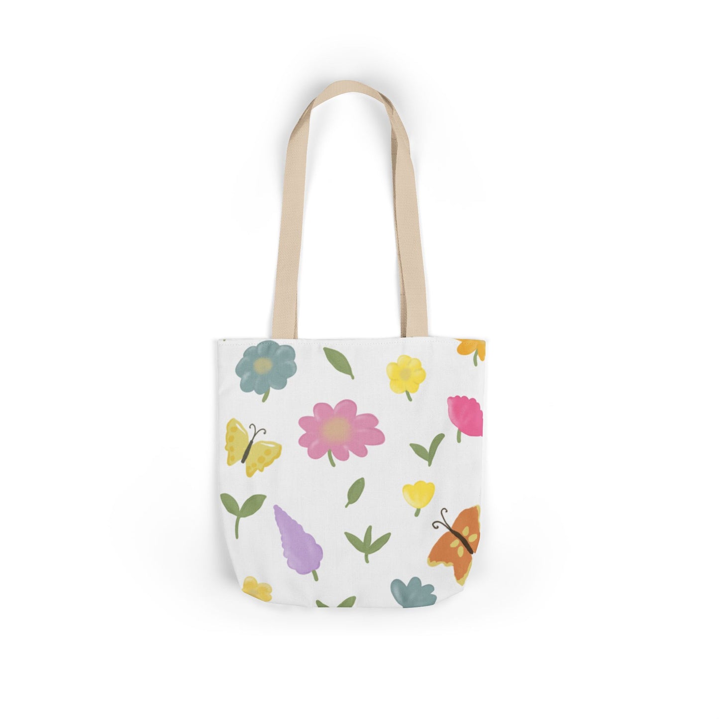 Floral Canvas Tote Bag with 3-Color Straps - Eco-Friendly & Stylish Carryall