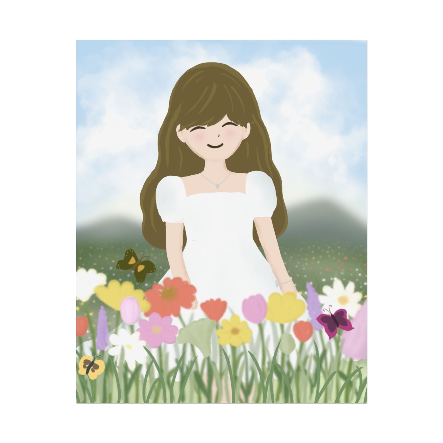 Whimsical Floral Girl Rolled Poster - Perfect for Home Decor & Gift