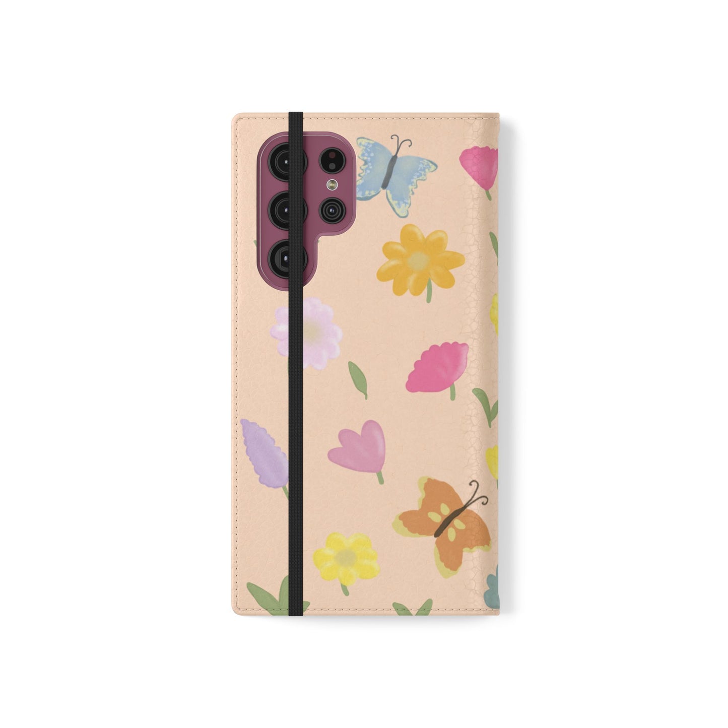 Floral Butterfly Flip Case - Vibrant Phone Wallet Cover for Nature Lovers