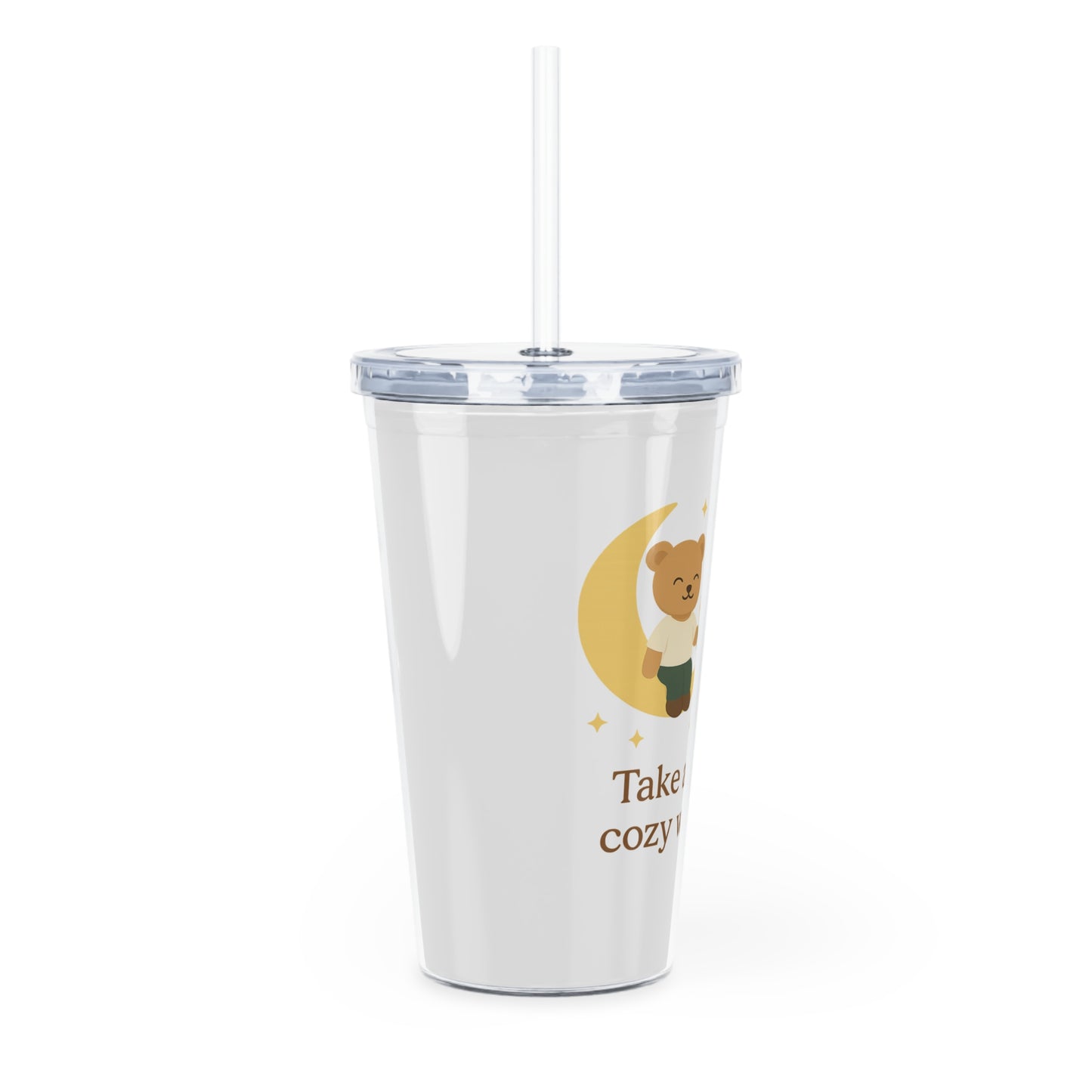 Cozy Bear Tumbler with Quote – Cute Cup with Straw for Travel & Gifts