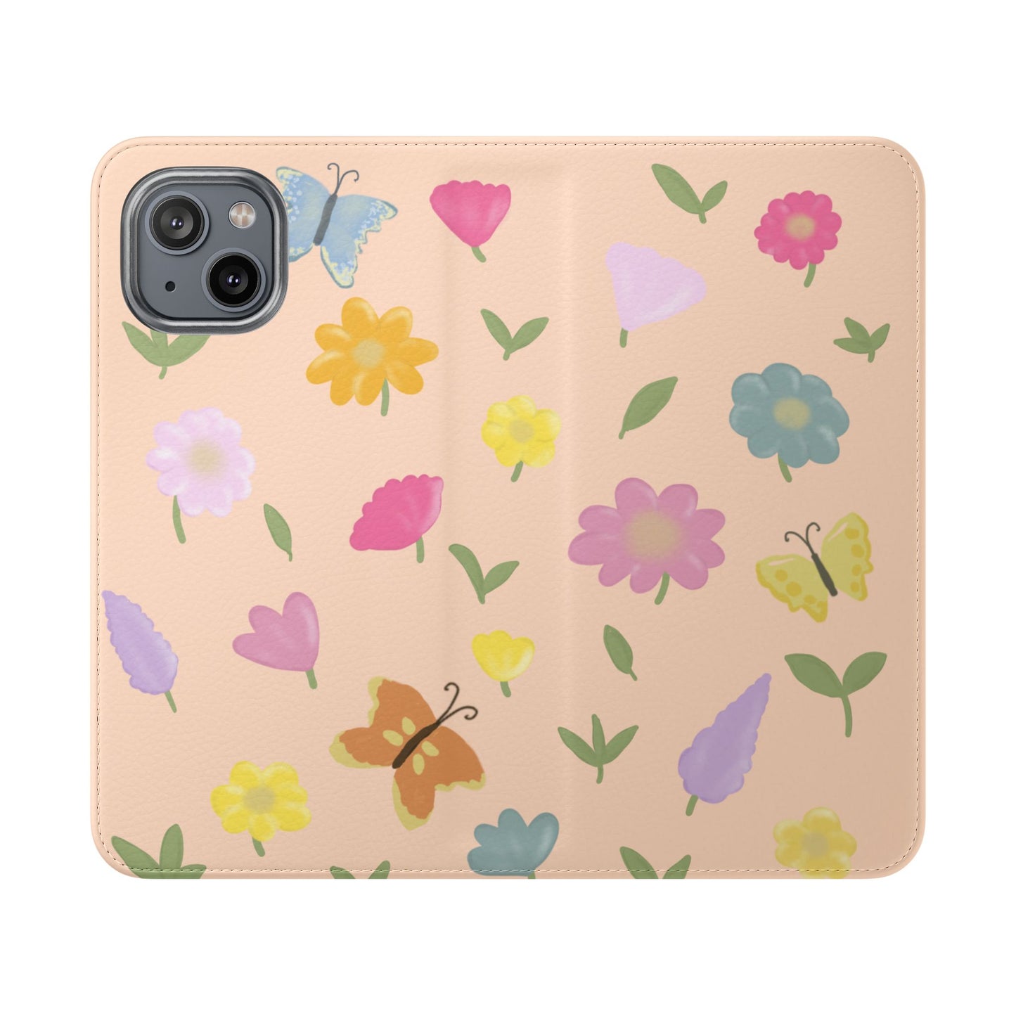 Floral Butterfly Flip Case - Vibrant Phone Wallet Cover for Nature Lovers