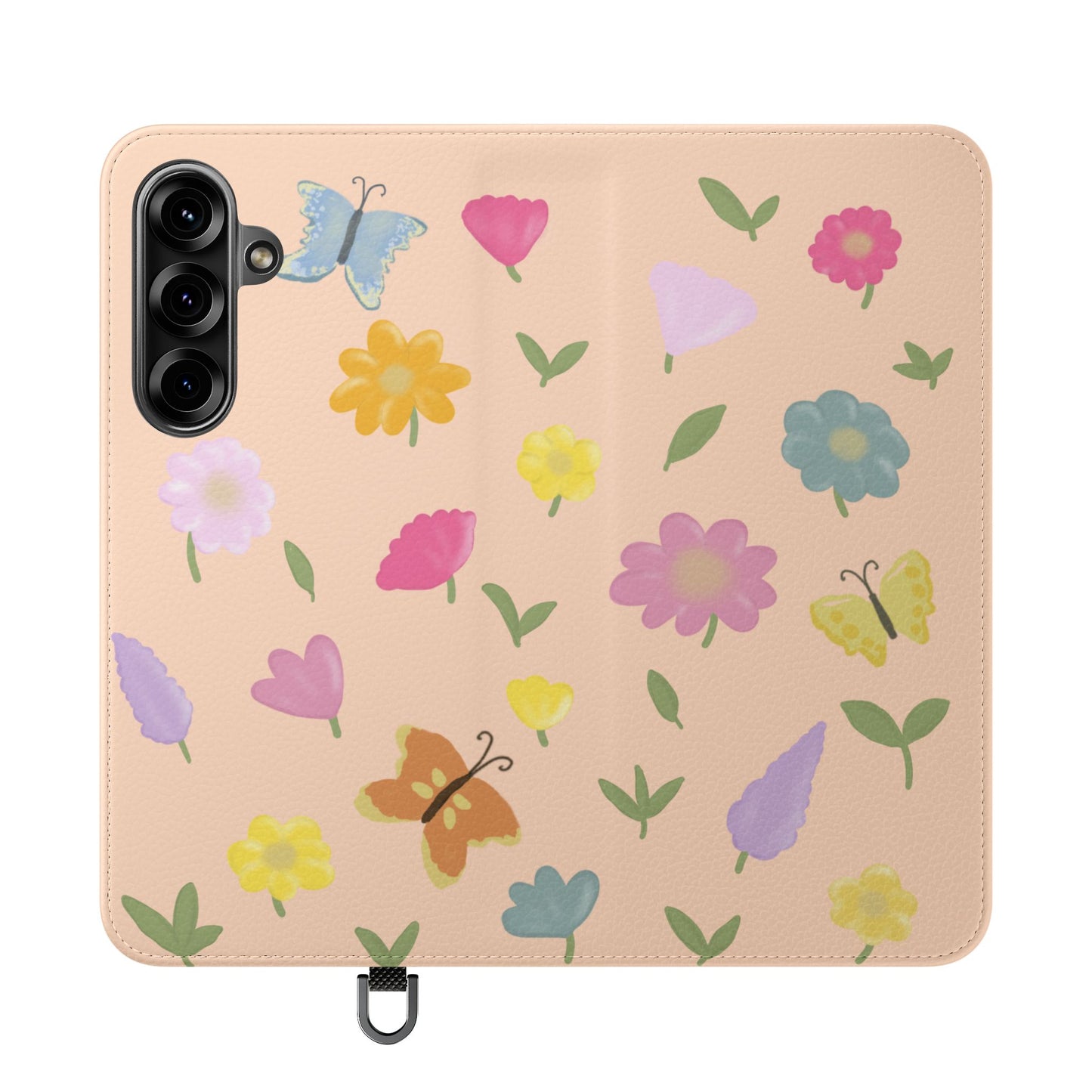 Floral Butterfly Flip Case - Vibrant Phone Wallet Cover for Nature Lovers