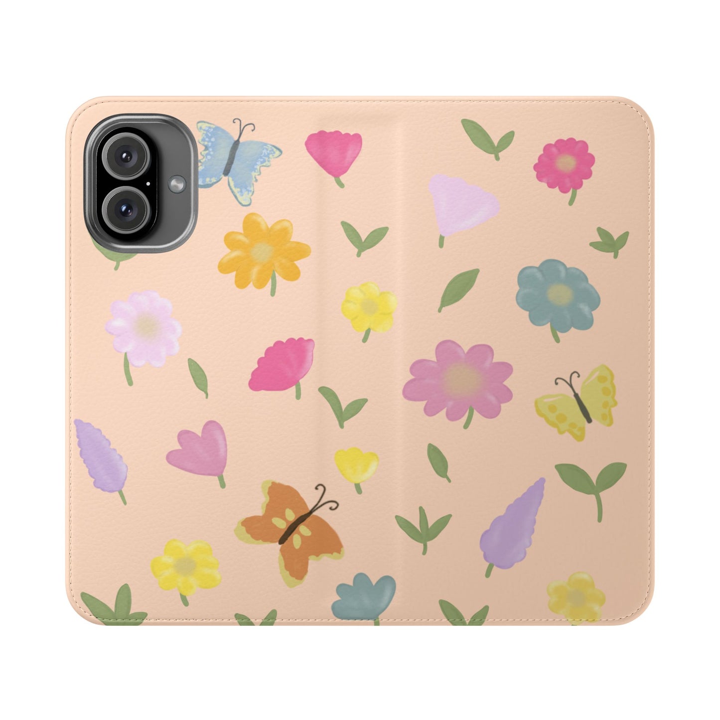 Floral Butterfly Flip Case - Vibrant Phone Wallet Cover for Nature Lovers