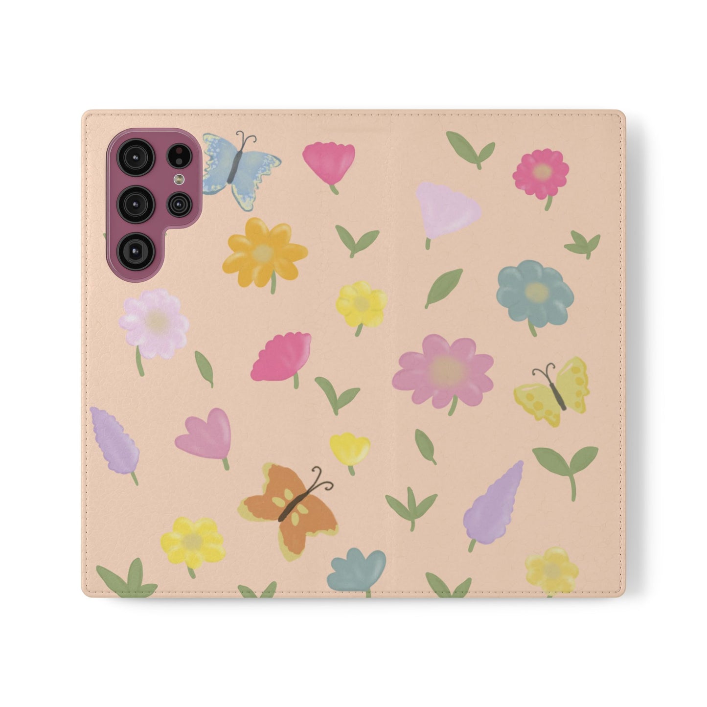 Floral Butterfly Flip Case - Vibrant Phone Wallet Cover for Nature Lovers
