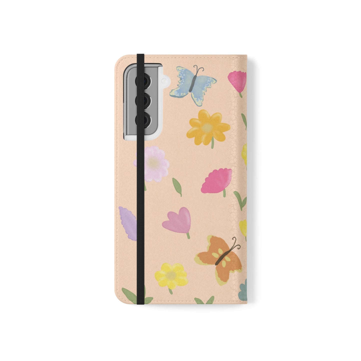 Floral Butterfly Flip Case - Vibrant Phone Wallet Cover for Nature Lovers