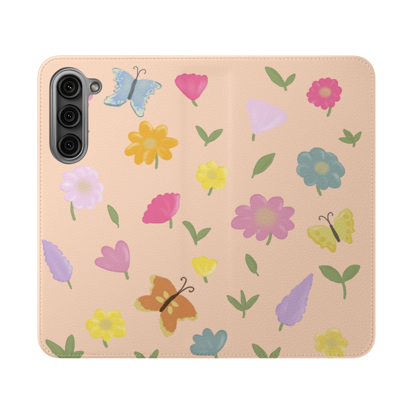 Floral Butterfly Flip Case - Vibrant Phone Wallet Cover for Nature Lovers