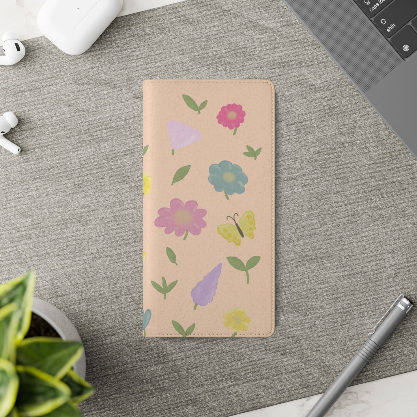 Floral Butterfly Flip Case - Vibrant Phone Wallet Cover for Nature Lovers
