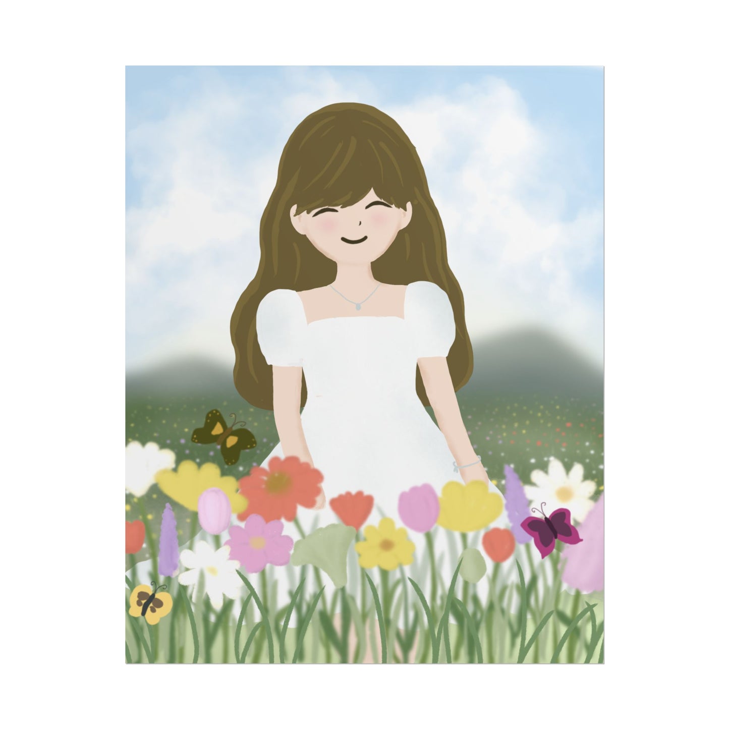 Whimsical Floral Girl Rolled Poster - Perfect for Home Decor & Gift