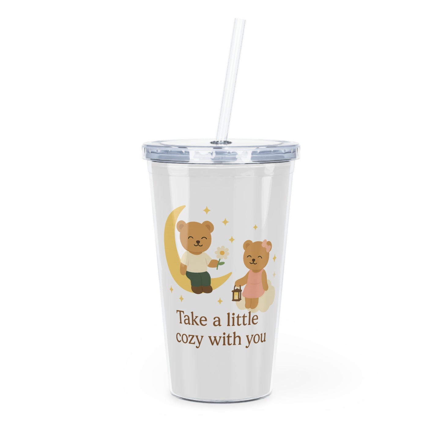 Cozy Bear Tumbler with Quote – Cute Cup with Straw for Travel & Gifts