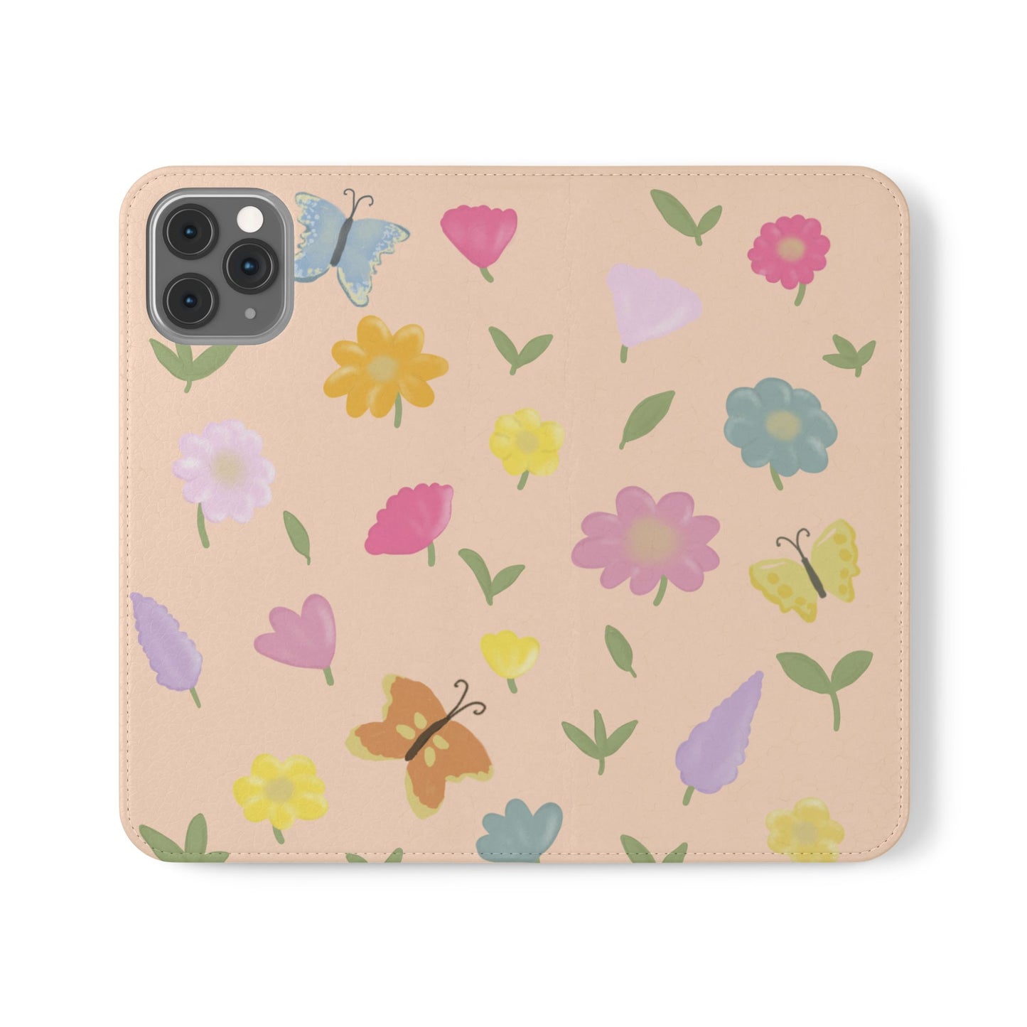 Floral Butterfly Flip Case - Vibrant Phone Wallet Cover for Nature Lovers