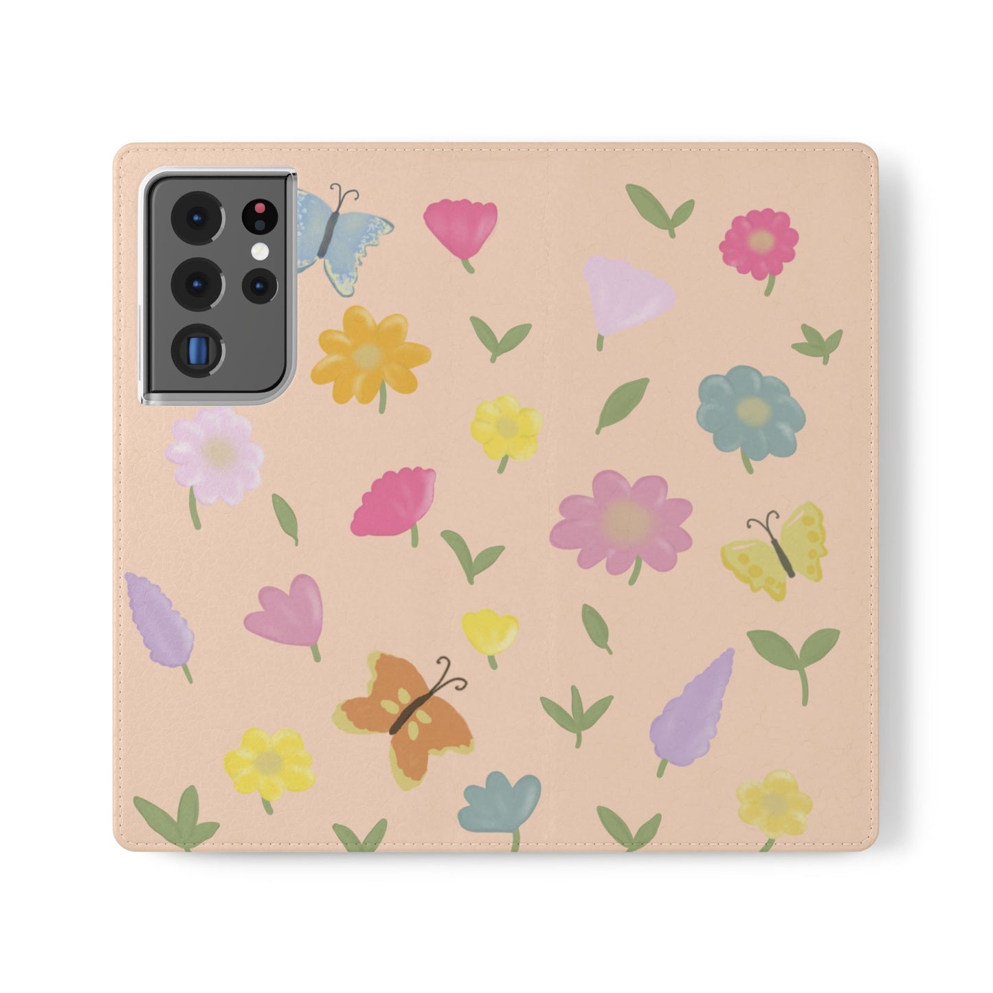 Floral Butterfly Flip Case - Vibrant Phone Wallet Cover for Nature Lovers
