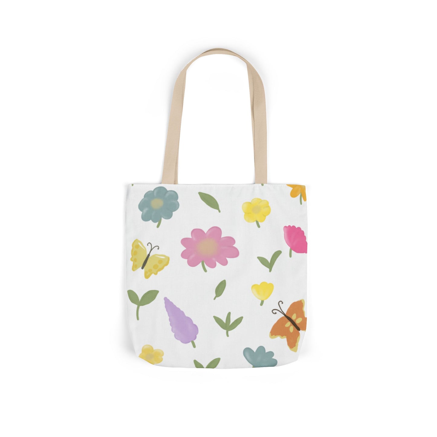 Floral Canvas Tote Bag with 3-Color Straps - Eco-Friendly & Stylish Carryall