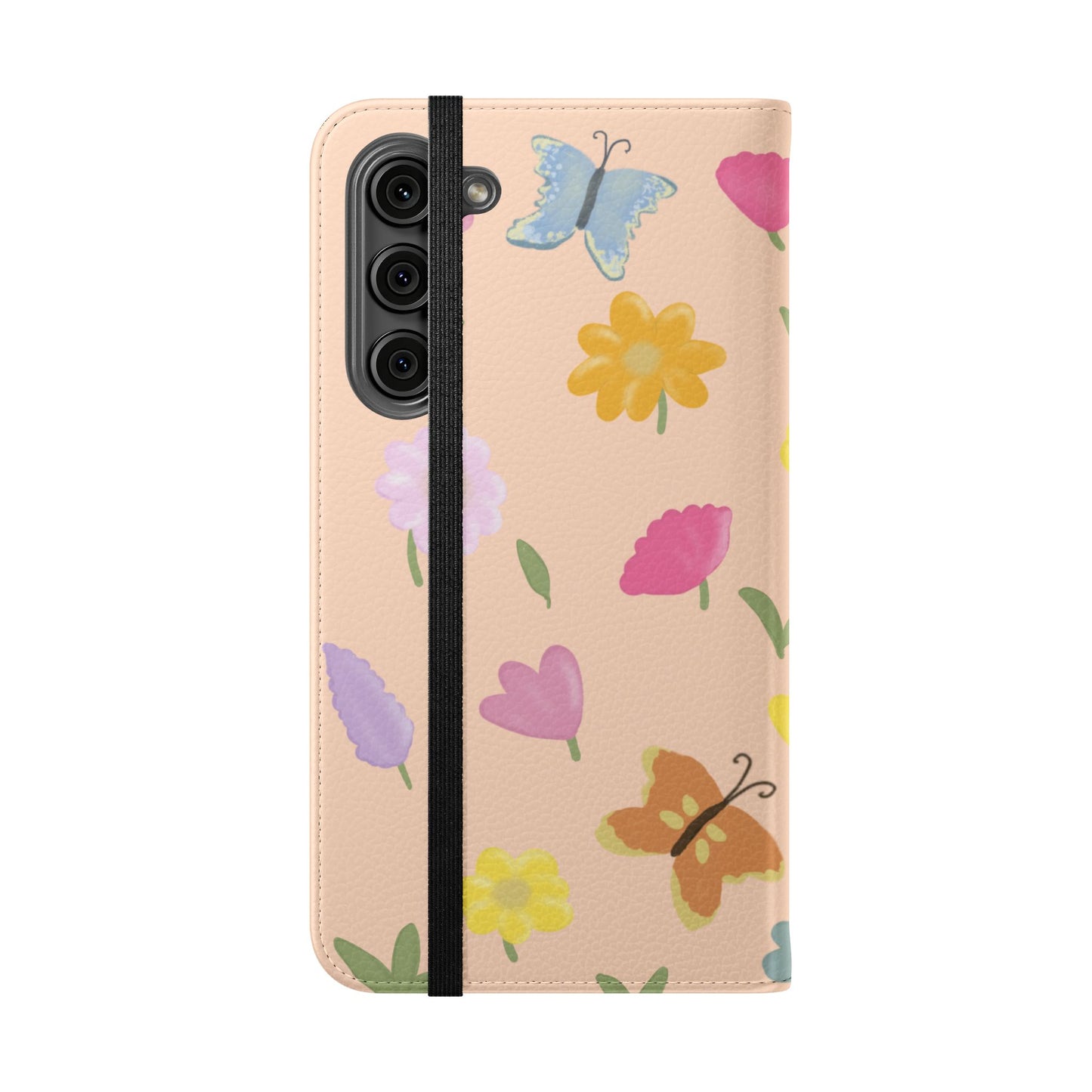 Floral Butterfly Flip Case - Vibrant Phone Wallet Cover for Nature Lovers