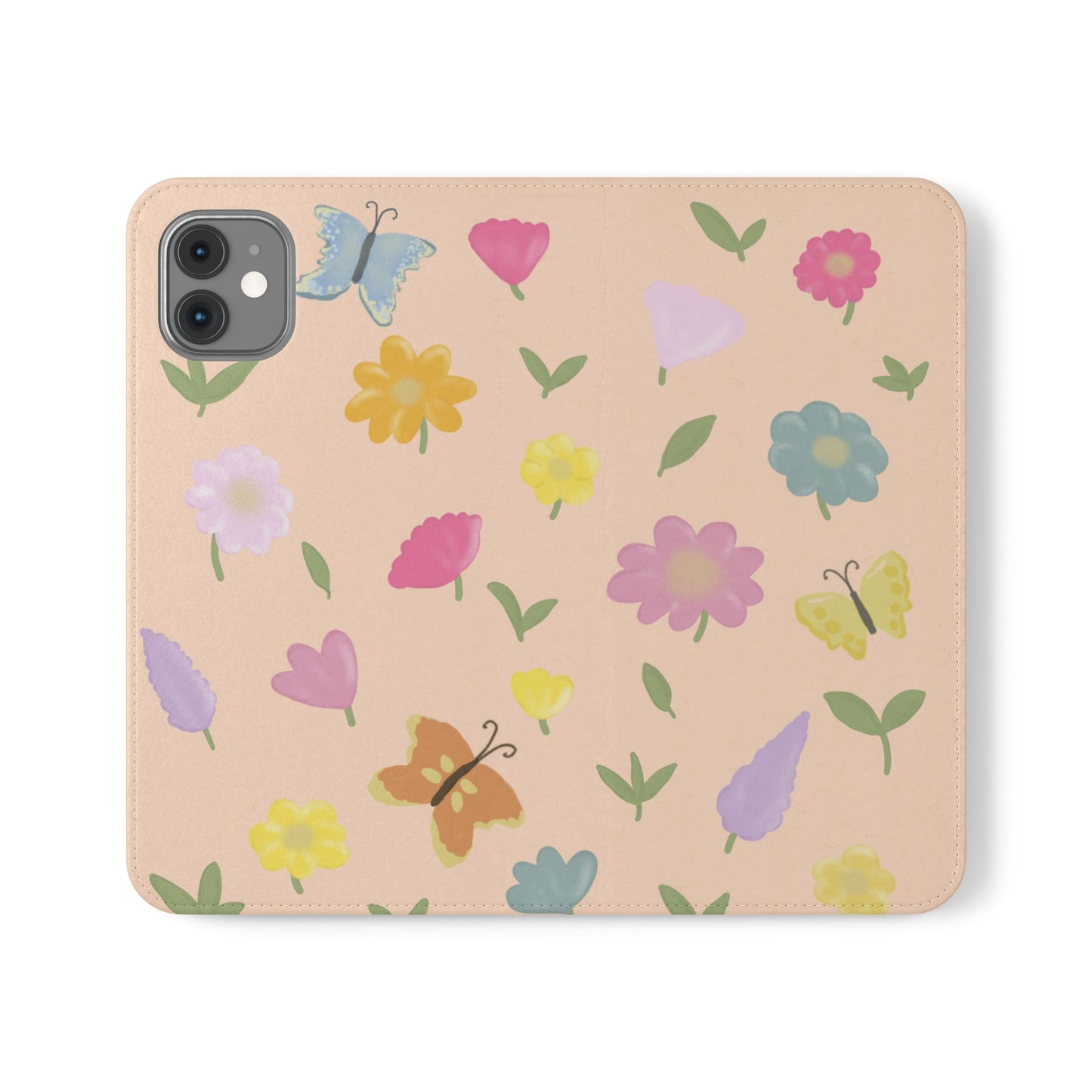 Floral Butterfly Flip Case - Vibrant Phone Wallet Cover for Nature Lovers