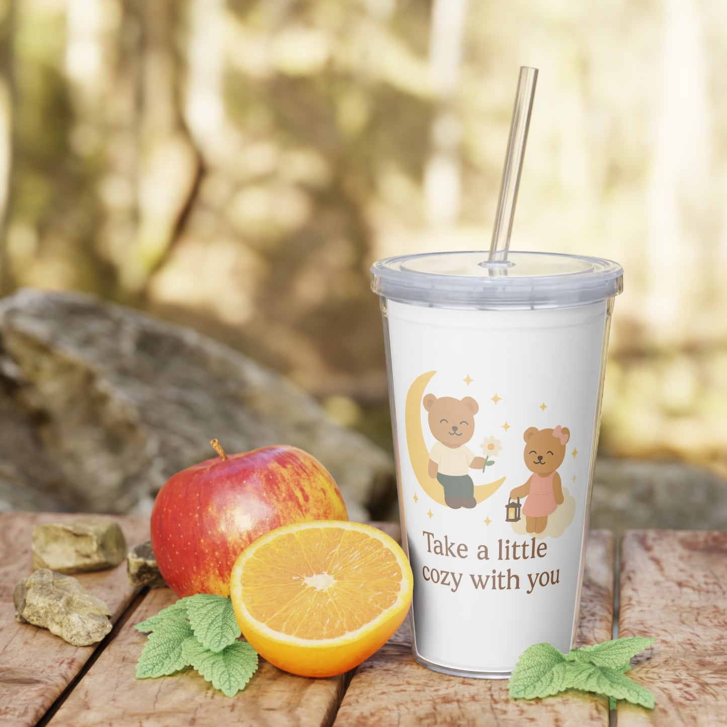 Cozy Bear Tumbler with Quote – Cute Cup with Straw for Travel & Gifts