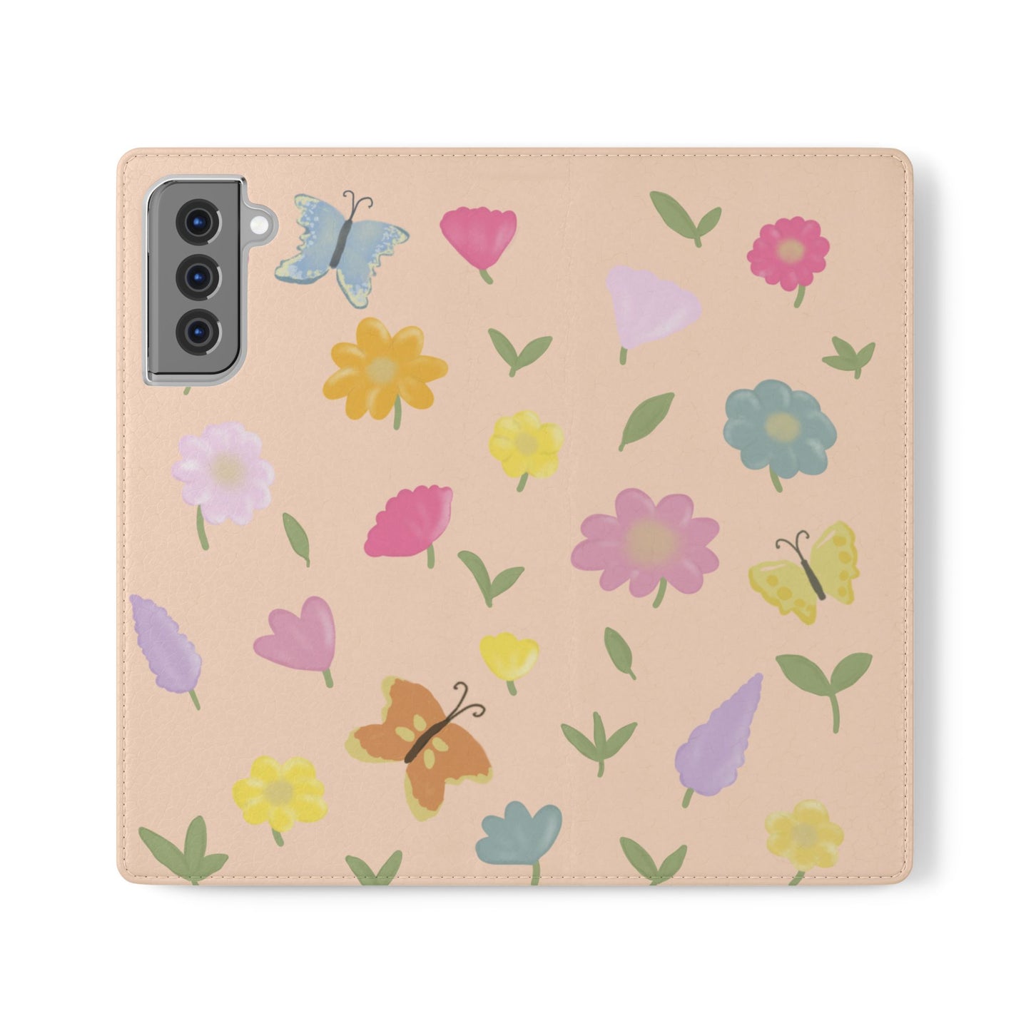 Floral Butterfly Flip Case - Vibrant Phone Wallet Cover for Nature Lovers