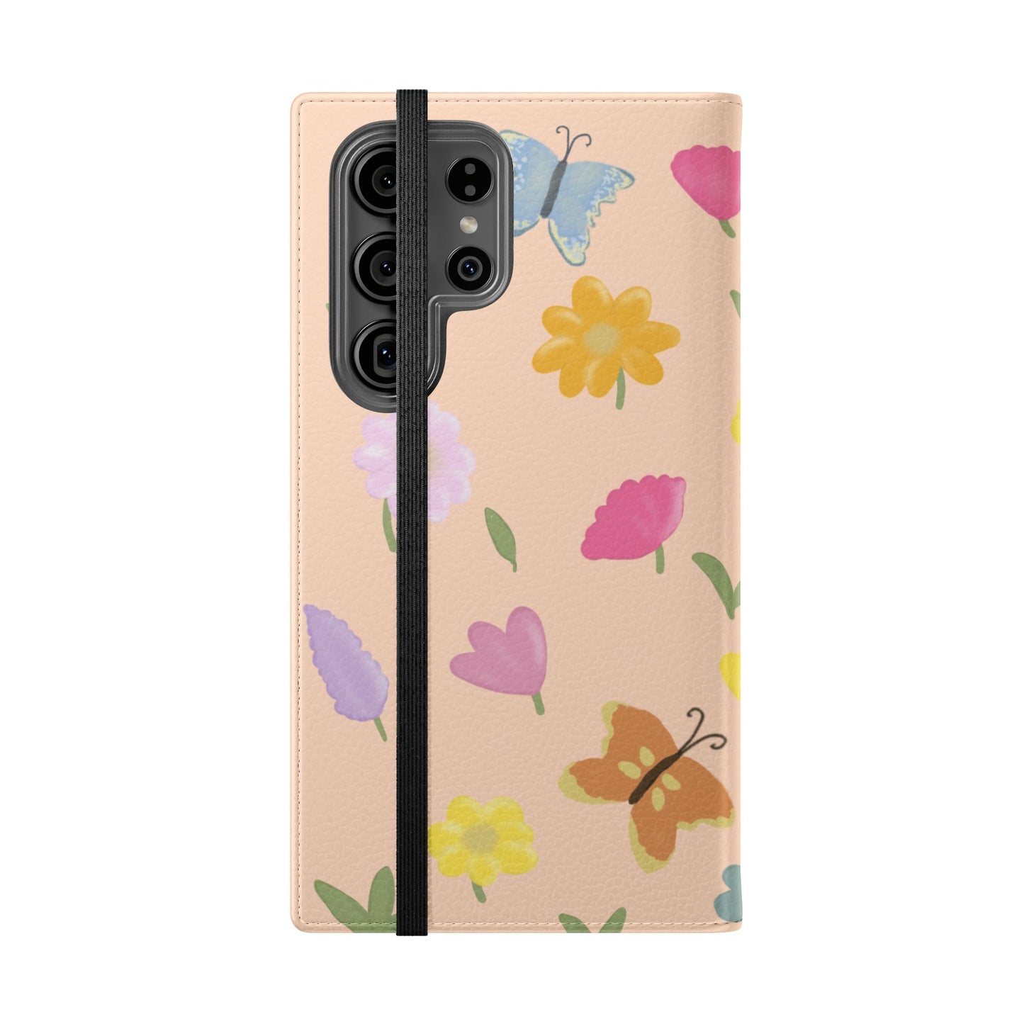 Floral Butterfly Flip Case - Vibrant Phone Wallet Cover for Nature Lovers