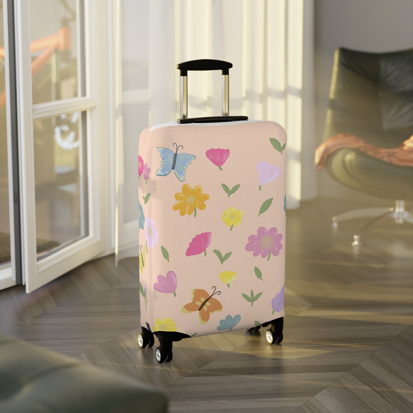 Colorful Floral Luggage Cover | Butterfly & Flower Travel Protector