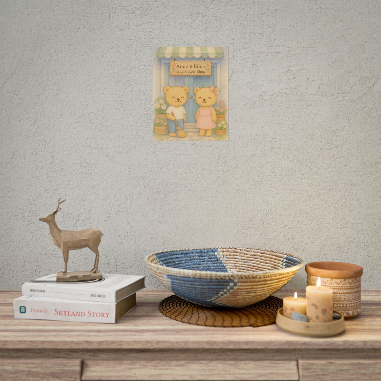 Tiny Flower Shop Poster – Cute Bear Wall Art for Nursery & Spring