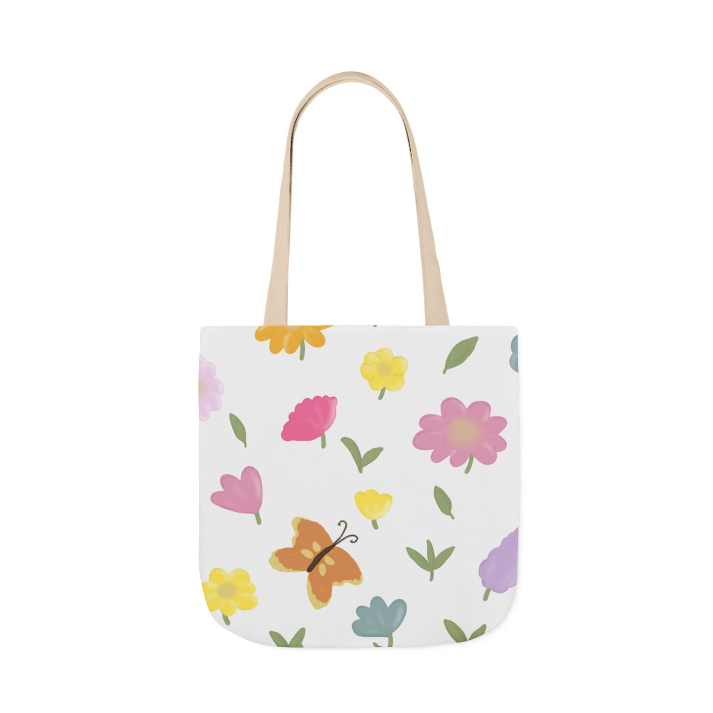 Floral Canvas Tote Bag with 3-Color Straps - Eco-Friendly & Stylish Carryall