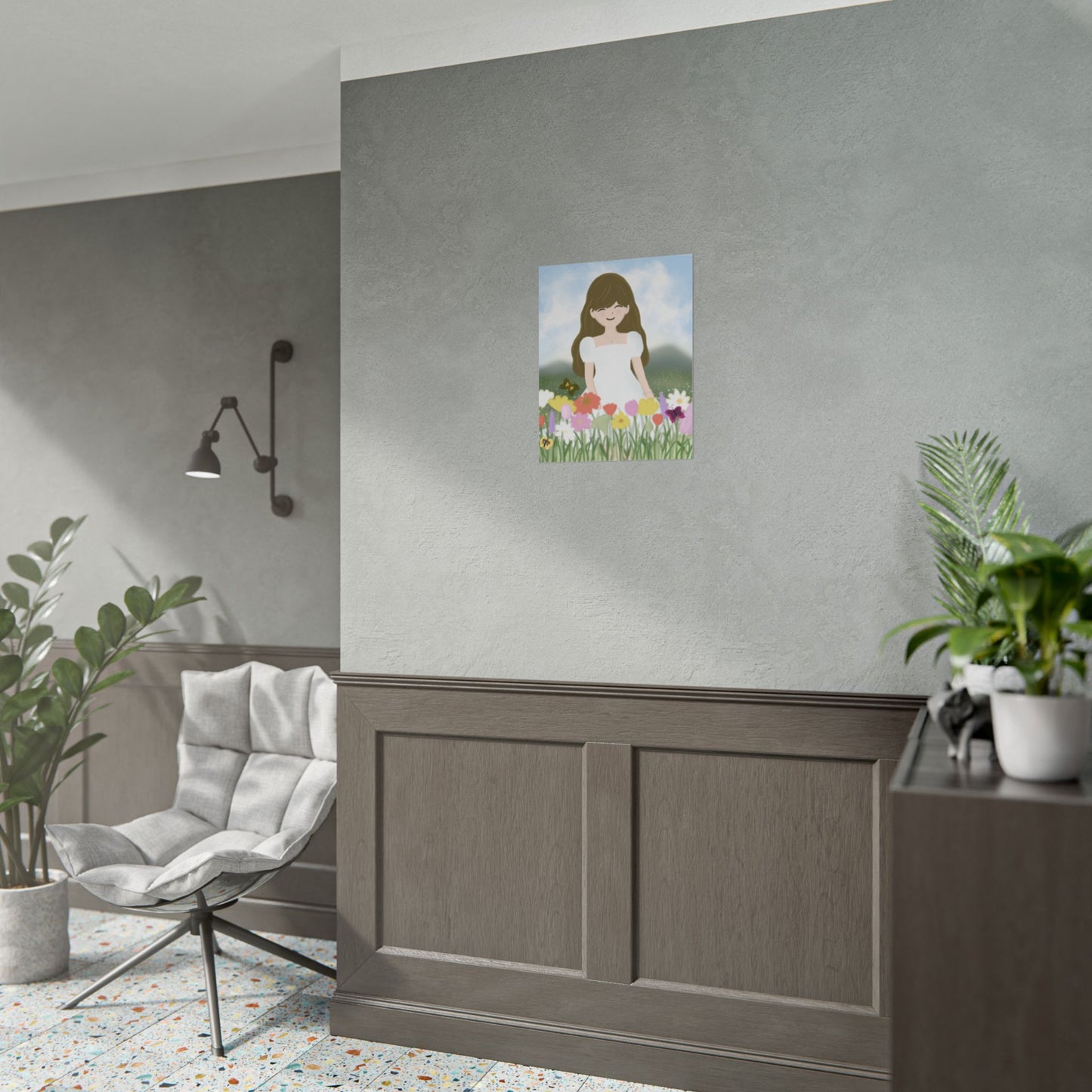 Whimsical Floral Girl Rolled Poster - Perfect for Home Decor & Gift
