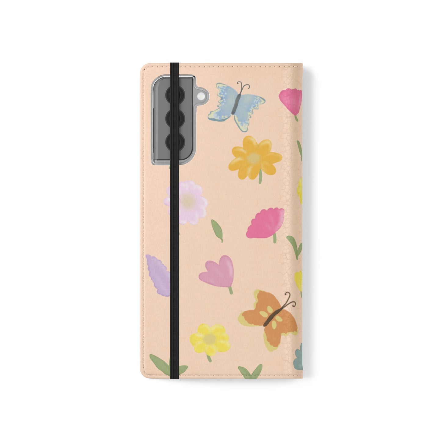 Floral Butterfly Flip Case - Vibrant Phone Wallet Cover for Nature Lovers