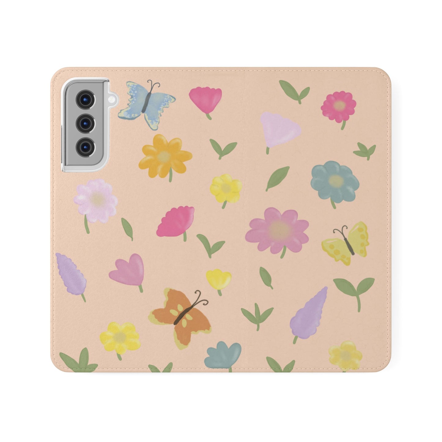 Floral Butterfly Flip Case - Vibrant Phone Wallet Cover for Nature Lovers