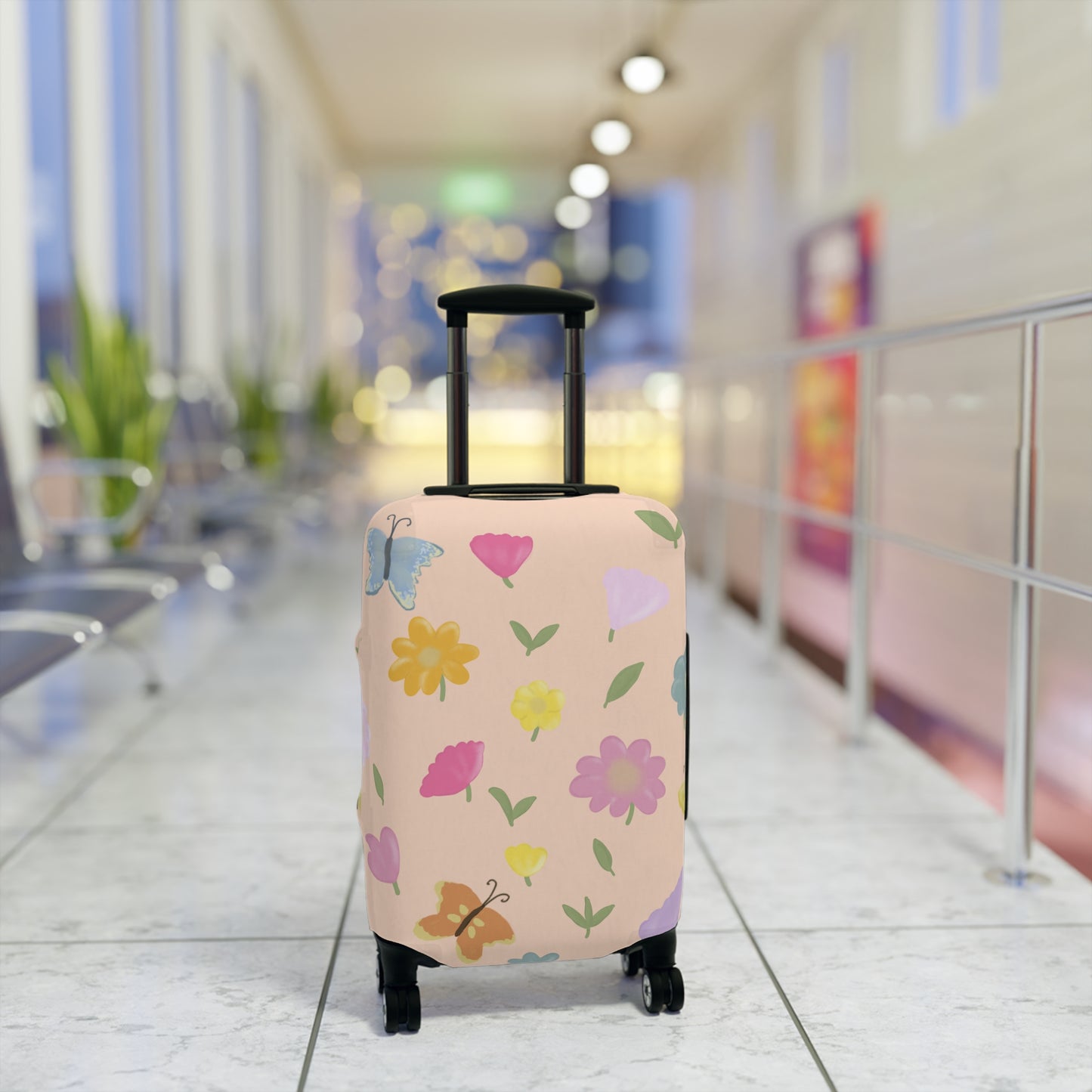 Colorful Floral Luggage Cover | Butterfly & Flower Travel Protector