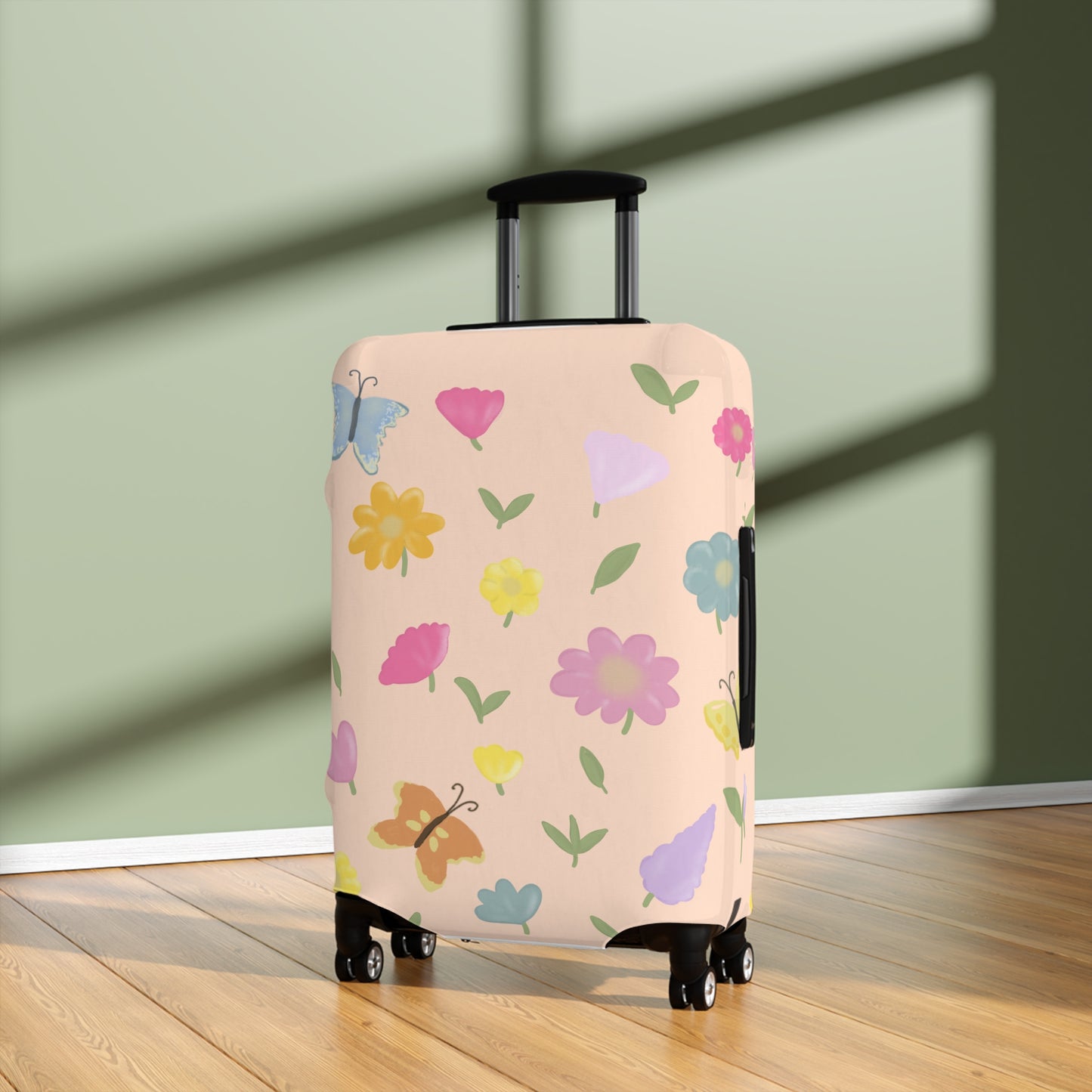 Colorful Floral Luggage Cover | Butterfly & Flower Travel Protector