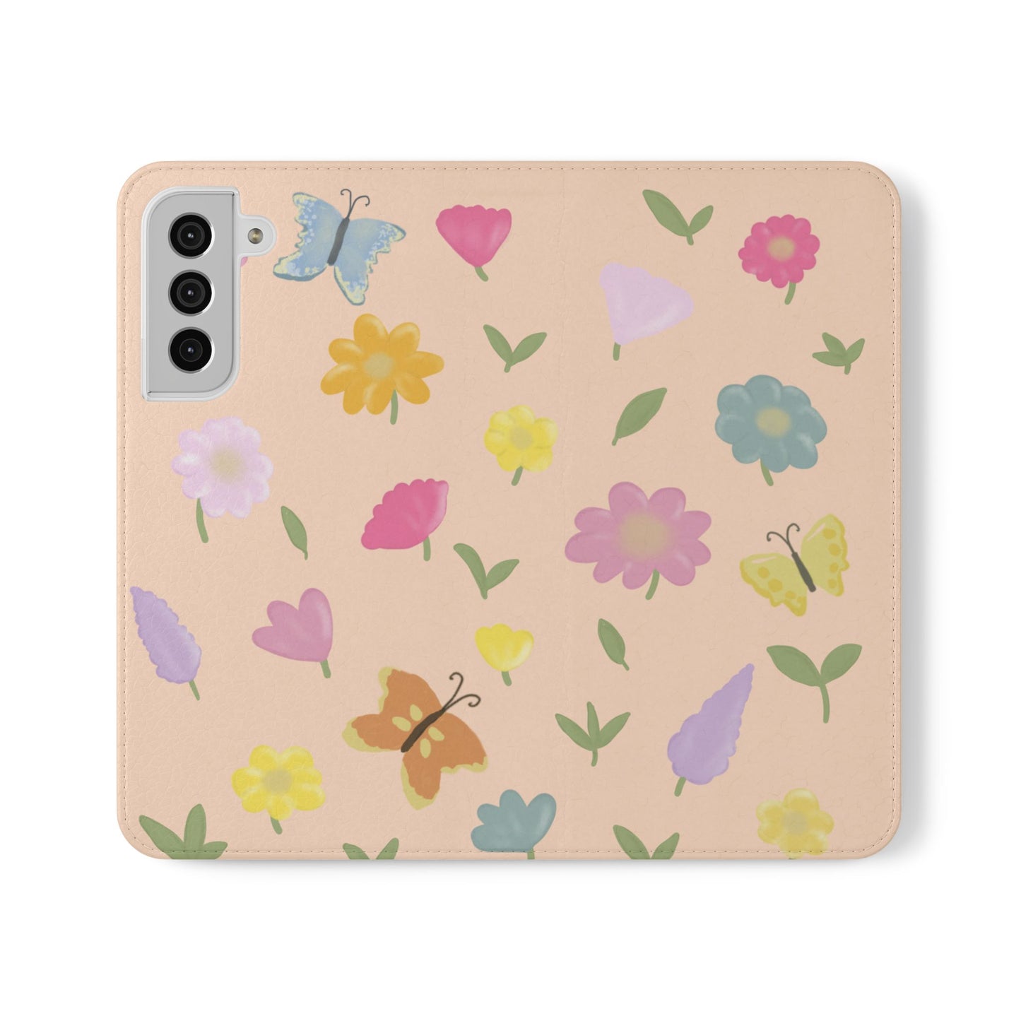 Floral Butterfly Flip Case - Vibrant Phone Wallet Cover for Nature Lovers