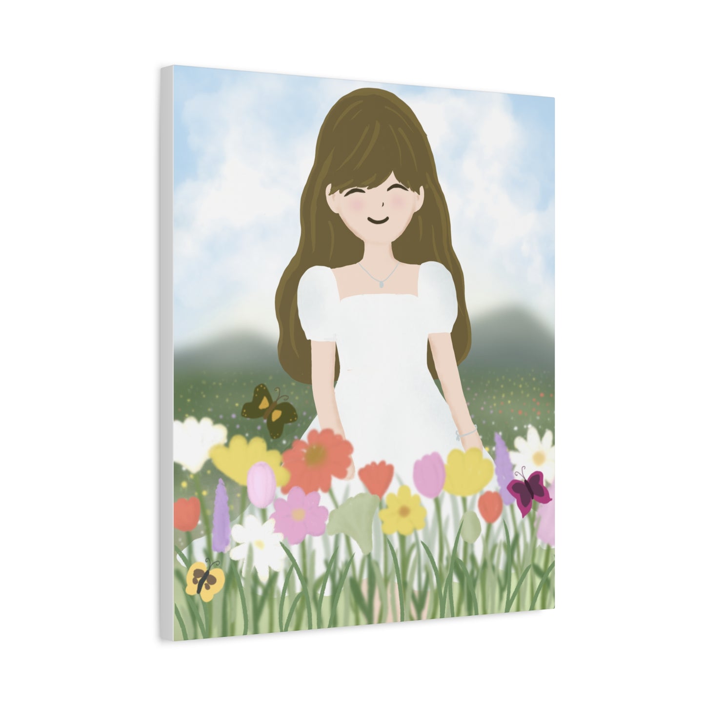 Whimsical Flower Girl Canvas Art - Bright Floral Decor